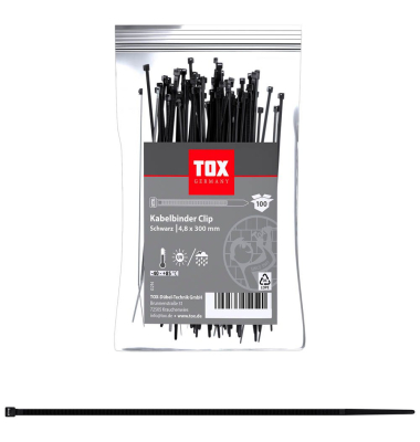 100 TOX Kabelbinder Clip schwarz