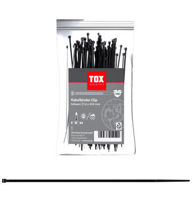 100 TOX Kabelbinder Clip schwarz