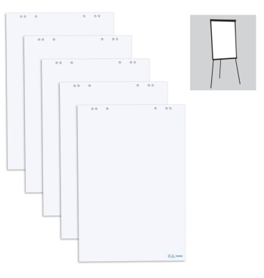 Flipchart-Papier blanko 68,0 x 99,0 cm, 20 Blatt, 5 Blöcke