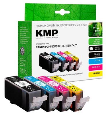  schwarz, cyan, magenta, gelb Druckerpatronen kompatibel zu Canon PGI-520 BK, CLI-521 CMY, 4er-Set