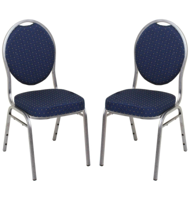 Besucherstuhl BANKETT, blau / silber, ohne Armlehnen, 4-Fuß-Gestell