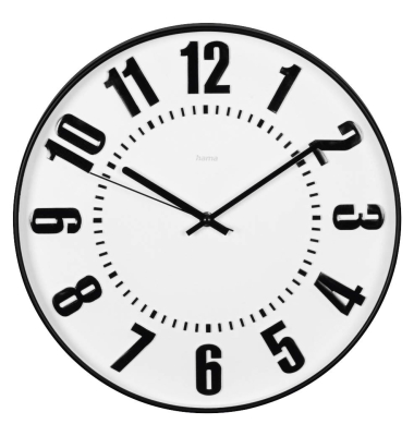 Wanduhr Formentera weiß schwarz Kunststoff, Ø 35,0 cm