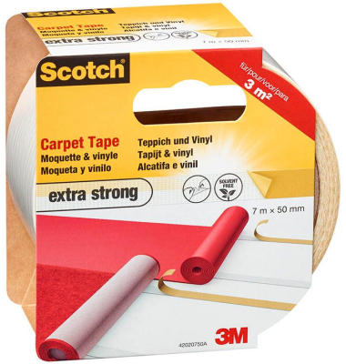 Teppichklebeband extra stark doppelseitiges Klebeband 50,0 mm x 7,0 m, 1 Rolle
