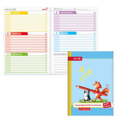 Display Hausaufgabenhefte Klasse 1 - 4, je 10 hefte pro Klasse 89494 Klipp & Klar, Hausaufgaben / liniert, A5, blau, 48 Blatt / 