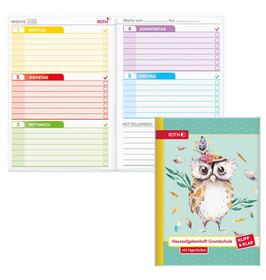 Display Hausaufgabenhefte Klasse 1 - 4, je 10 hefte pro Klasse 89495 Klipp & Klar, Hausaufgaben / liniert, A5, blau, 48 Blatt / 