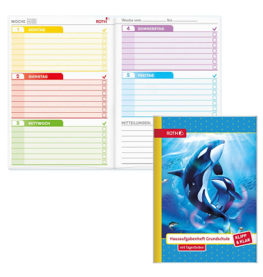 Hausaufgabenheft 89488 Klipp & Klar, Hausaufgaben / liniert, A5, blau, 48 Blatt / 96 Seiten