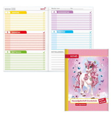 Hausaufgabenheft 89490 Klipp & Klar, Hausaufgaben / liniert, A5, rosa, 48 Blatt / 96 Seiten