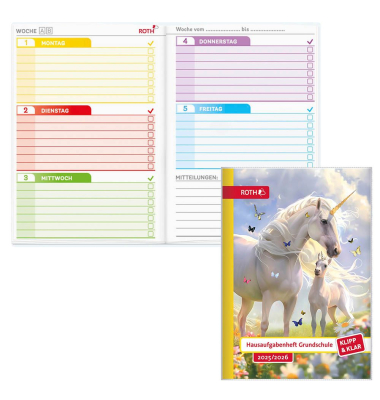 Display Hausaufgabenhefte Klasse 1 - 4, je 10 hefte pro Klasse 89483 Klipp & Klar, Hausaufgaben / liniert, A5, blau, 48 Blatt / 