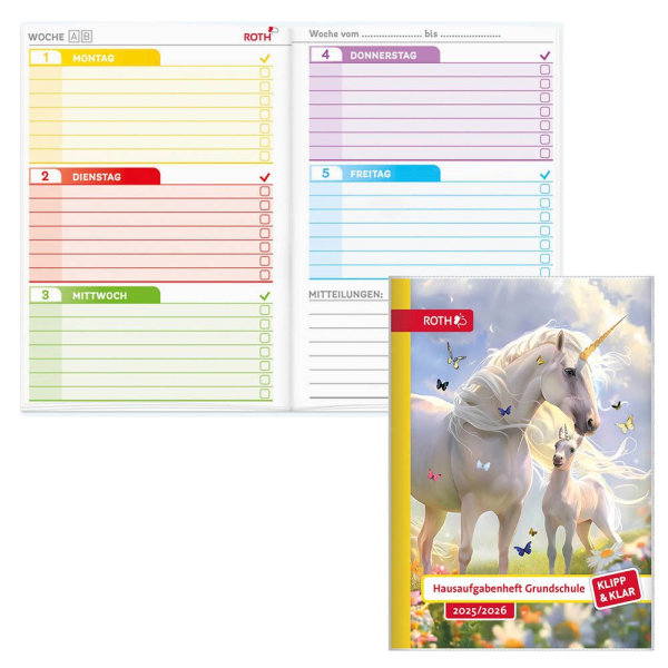 4028279870182 - ROTH Hausaufgabenheft Einhornwiese Klipp & Klar liniert A5 ohne Rand 96 Blatt 4028279870182 - ROTH Hausaufgabenheft Einhornwiese Klipp & Klar liniert A5 ohne Rand 96 Blatt