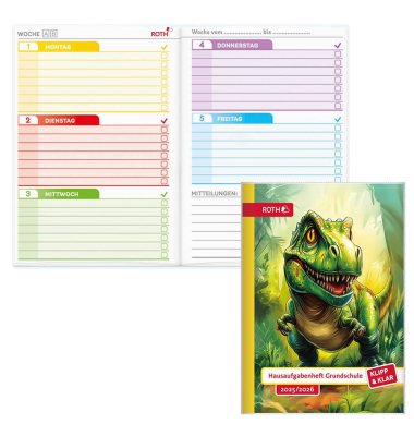 Display Hausaufgabenhefte Klasse 1 - 4, je 10 hefte pro Klasse 89484 Klipp & Klar, Hausaufgaben / liniert, A5, grün, 48 Blatt / 