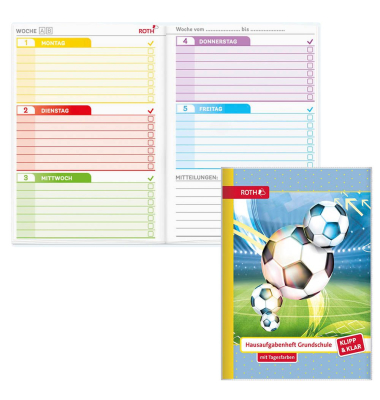 Display Hausaufgabenhefte Klasse 1 - 4, je 10 hefte pro Klasse 89492 Klipp & Klar, Hausaufgaben / liniert, A5, blau, 48 Blatt / 