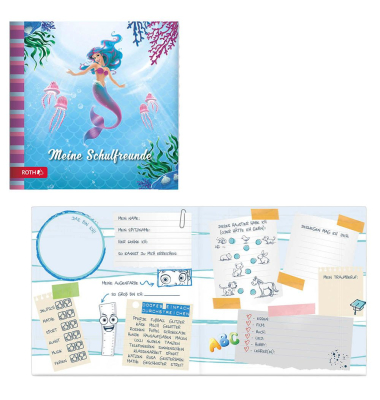 Freundebuch Meerjungfrau ca. A4 liniert, blau Hardcover 64 Seiten