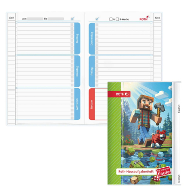Hausaufgabenheft 89504 für clevere Faule, Hausaufgaben / liniert, A5, weiß, 52 Blatt / 104 Seiten