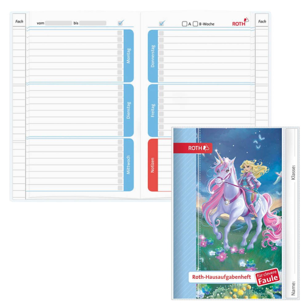 4028279901572 - ROTH Hausaufgabenheft Magische Einhornreiterin für clevere Faule liniert A5 ohne Rand 104 Blatt 4028279901572 - ROTH Hausaufgabenheft Magische Einhornreiterin für clevere Faule liniert A5 ohne Rand 104 Blatt