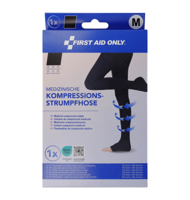 Kompressionsstrumpfhose, offene Spitze schwarz Größe SM