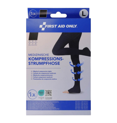 Kompressionsstrumpfhose, offene Spitze schwarz Größe L