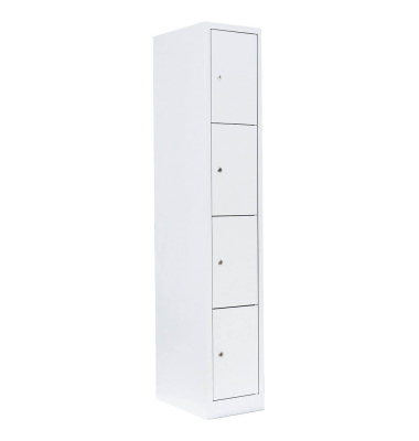 Schließfachschrank signalweiß 520417, 4 Schließfächer 31,5 x 50,0 x 180,0 cm