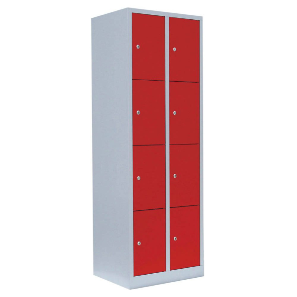 4061815517943 - Schließfachschrank lichtgrau feuerrot 520424 8 Schließfächer 600 x 500 x 1800 cm 4061815517943 LÜLLMANN 4061815517943 - Schließfachschrank lichtgrau feuerrot 520424 8 Schließfächer 600 x 500 x 1800 cm 4061815517943 LÜLLMANN