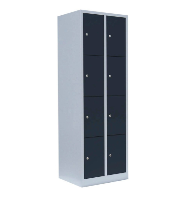 Schließfachschrank anthrazit, lichtgrau 520428, 8 Schließfächer 60,0 x 50,0 x 180,0 cm