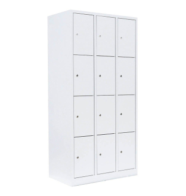Schließfachschrank signalweiß 520437, 12 Schließfächer 88,5 x 50,0 x 180,0 cm