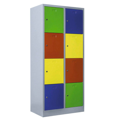 Schließfachschrank lichtgrau, bunt X-523422, 8 Schließfächer 80,0 x 50,0 x 180,0 cm