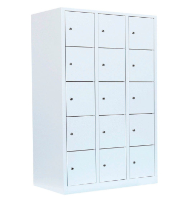 Schließfachschrank signalweiß 523537, 15 Schließfächer 118,5 x 50,0 x 180,0 cm