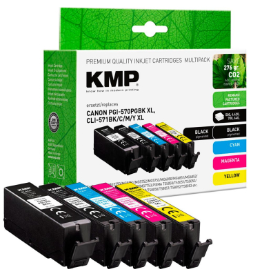  pigmentschwarz, schwarz, cyan, magenta, gelb Druckerpatronen kompatibel zu Canon PGI-570XL PGBK, CLI-571XL  BKCMY , 5er-Set