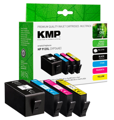 schwarz, cyan, magenta, gelb Druckerpatronen kompatibel zu HP 912XL (3YP34AE), 4er-Set