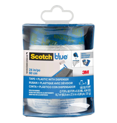Blue™ Abdeckfolie mit Abroller transparent 60,9 cm x 27,4 m 1 Rolle