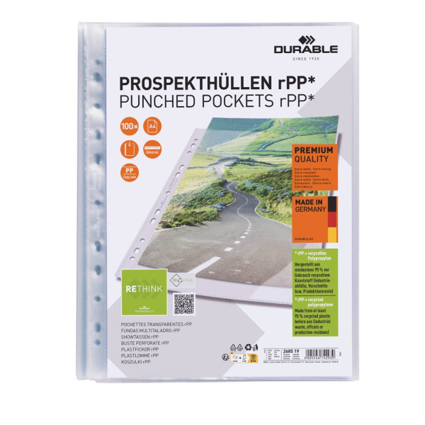 4005546742939 - 1000 DURABLE Prospekthüllen PREMIUM DIN A4 transparent glatt 008 mm 4005546742939 100 Stück 4005546742939 - 1000 DURABLE Prospekthüllen PREMIUM DIN A4 transparent glatt 008 mm 4005546742939 100 Stück