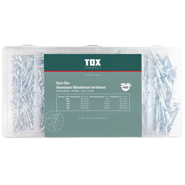 4049563050738 - Basic Box Blindnieten - Sortiment 400 tlg - TOX 4049563050738 - Basic Box Blindnieten - Sortiment 400 tlg - TOX