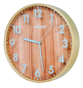 Funkwanduhr weiß braun Holz, Ø 30,0 cm
