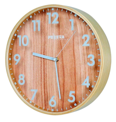 Funkwanduhr weiß braun Holz, Ø 30,0 cm Funkwanduhr weiß braun Holz, Ø 30,0 cm