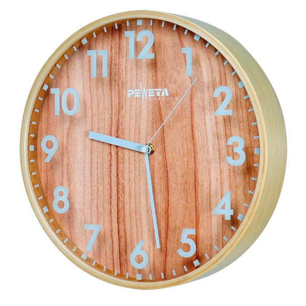 4250594533712 - Funkwanduhr weiß braun Holz Ø 300 cm 4250594533712 Peweta