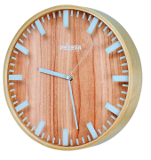 Funkwanduhr weiß braun Holz, Ø 30,0 cm