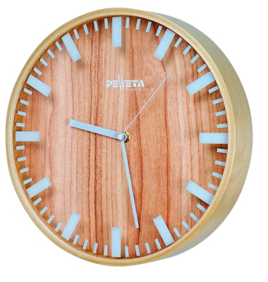 Funkwanduhr weiß braun Holz, Ø 30,0 cm Funkwanduhr weiß braun Holz, Ø 30,0 cm