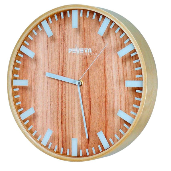 4250594533729 - Funkwanduhr weiß braun Holz Ø 300 cm 4250594533729 Peweta 4250594533729 - Funkwanduhr weiß braun Holz Ø 300 cm 4250594533729 Peweta