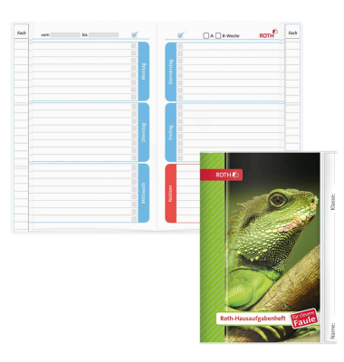 Display Hausaufgabenhefte Klasse 1 - 4, je 10 hefte pro Klasse 89508 für clevere Faule, Hausaufgaben / liniert, A5, grün, 52 Bla