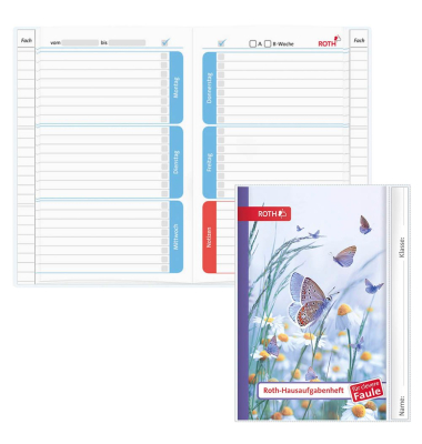 Hausaufgabenheft 89514 für clevere Faule, Hausaufgaben / liniert, A5, blau, 52 Blatt / 104 Seiten