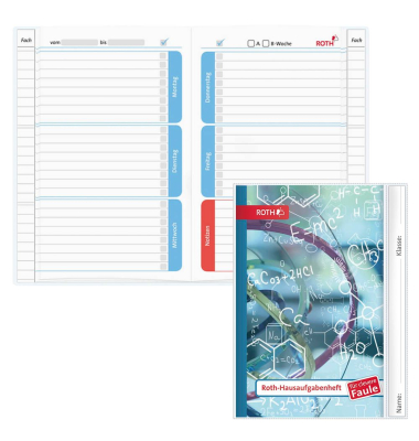 Hausaufgabenheft 89519 für clevere Faule, Hausaufgaben / liniert, A5, blau, 52 Blatt / 104 Seiten