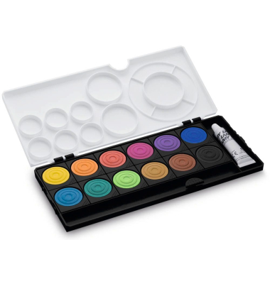 aquaplus schwarz Wasserfarbkasten 12 Farben