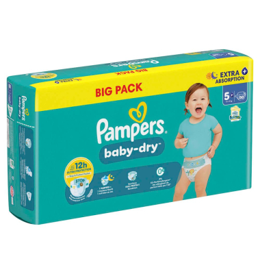 Windeln baby-dry™ BIG PACK  Größe Gr.5+ (12-17 kg) für Babys und Kleinkinder