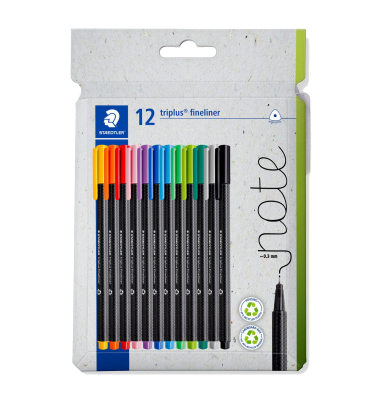 Fineliner triplus rPP 334 C12 sort 12St
