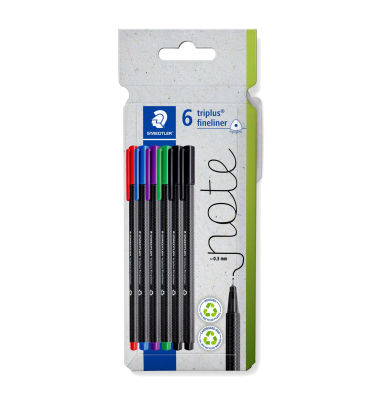 Fineliner triplus rPP 334 C6 sort 6St