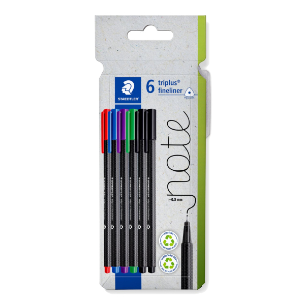 4007817165430 - Fineliner triplus rPP 334 C6 sort 6St 4007817165430 6 Stück