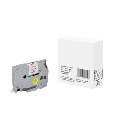 Schriftband WBBRRLT232WT, 12mm x 8m, rot/wei&szlig;, laminiert, kompatibel zu P-touch TZe-232