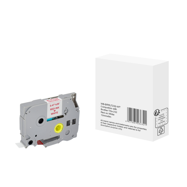 6941881236321 -  Schriftband WBBRRLT232WT 12mm x 8m rot weiß laminiert kompatibel zu P-touch TZe-232 6941881236321 without brand