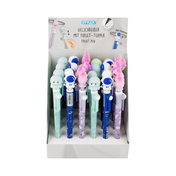 24 Stück Stylex Gelschreiber mit Fidget-Topper sortiert 4044186300758 Stylex