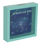 Spardose m. Glasfront türkis