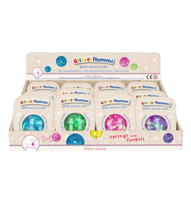 Gummispringball Glitzer sortiert
